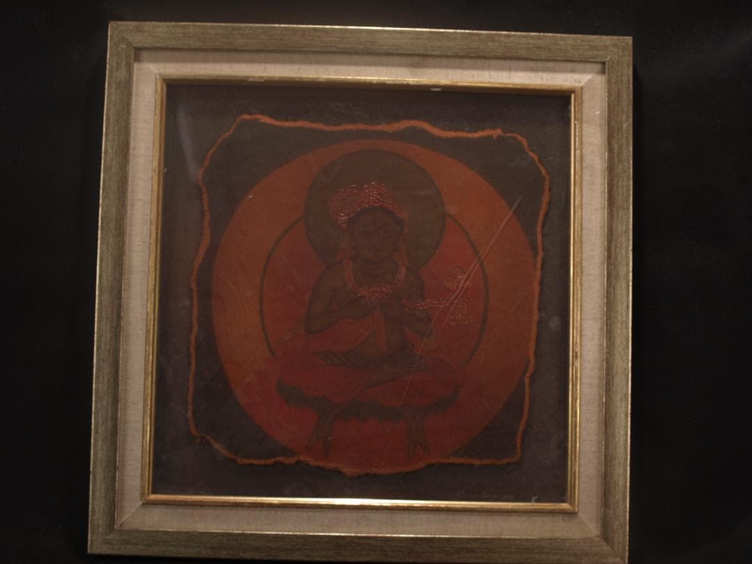 中国唐時代　敦煌莫高窟壁画 彩絵　人物像 発掘品 AK1829A8-4