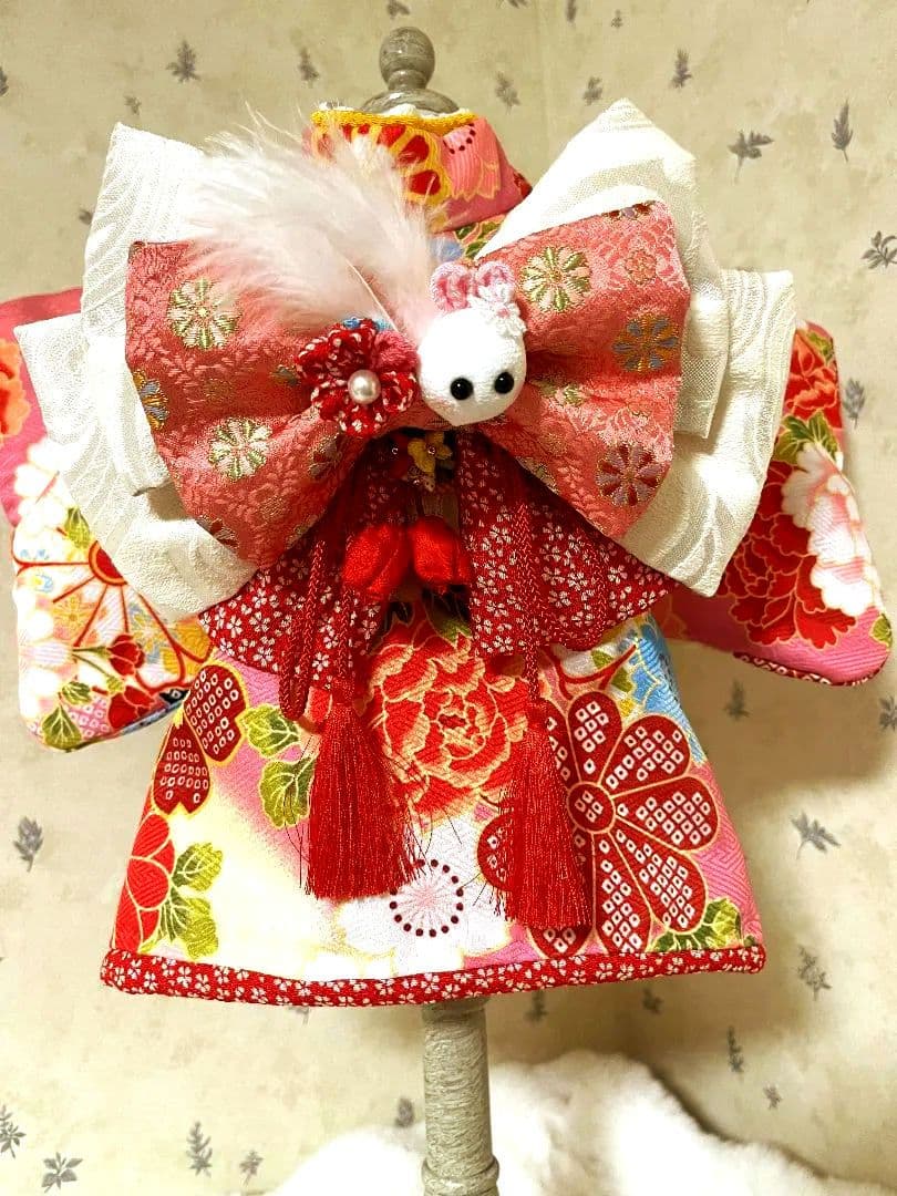 ☆*花柄ピンク着物☆*　犬服　犬服用お着物