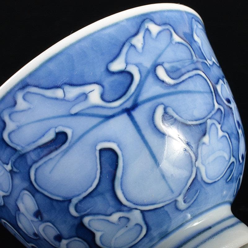 煎茶道具　 染付　柘榴文　煎茶碗　六客　在銘　V　R6774