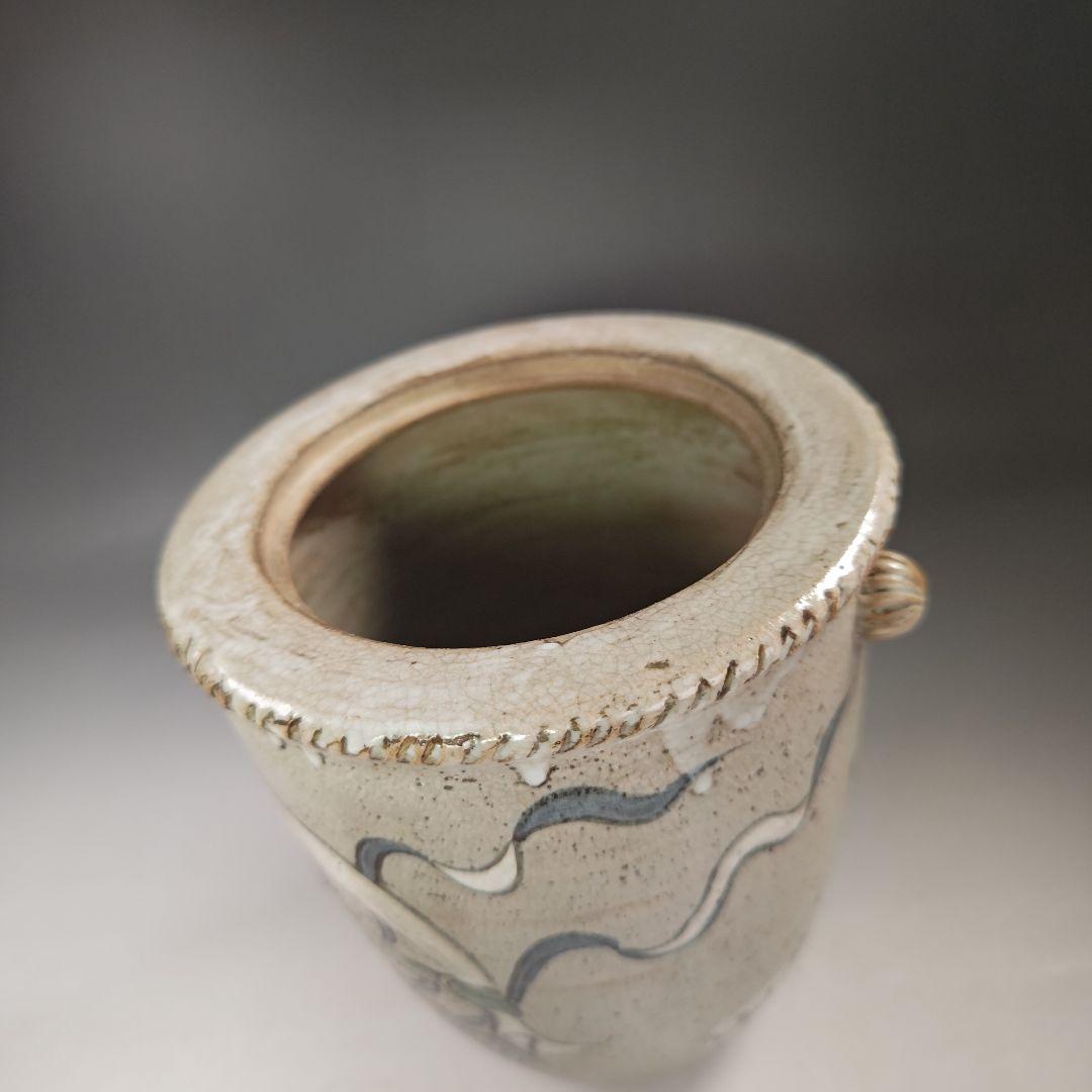 イ701 水指『尾形乾山造　乾山◯省製』『風神雷神の図　水指　共箱』茶道具