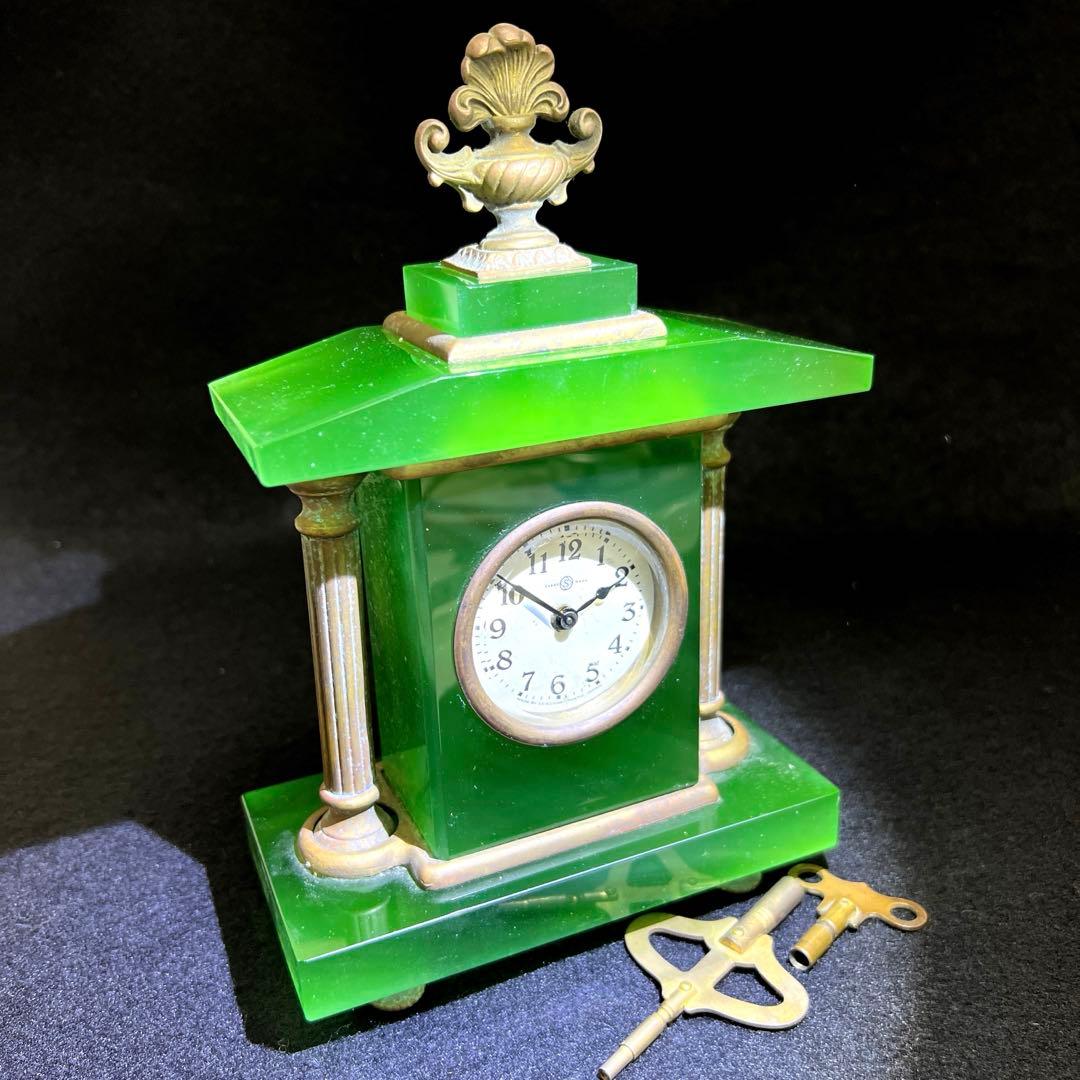 精工舎　ガラス宮型置時計　稼動品　高約22㎝/1708g 東Y8-0122☆2F