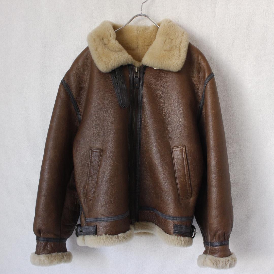 B-3 ムートンジャケット Lサイズ ラムレザー ボア ブラウン