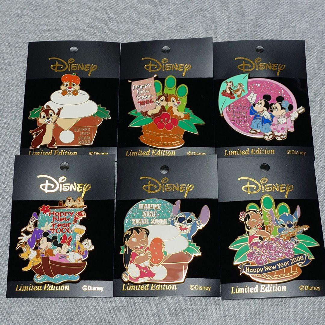Disney 2006ニューイヤー柄 ピンバッジ 6個セット