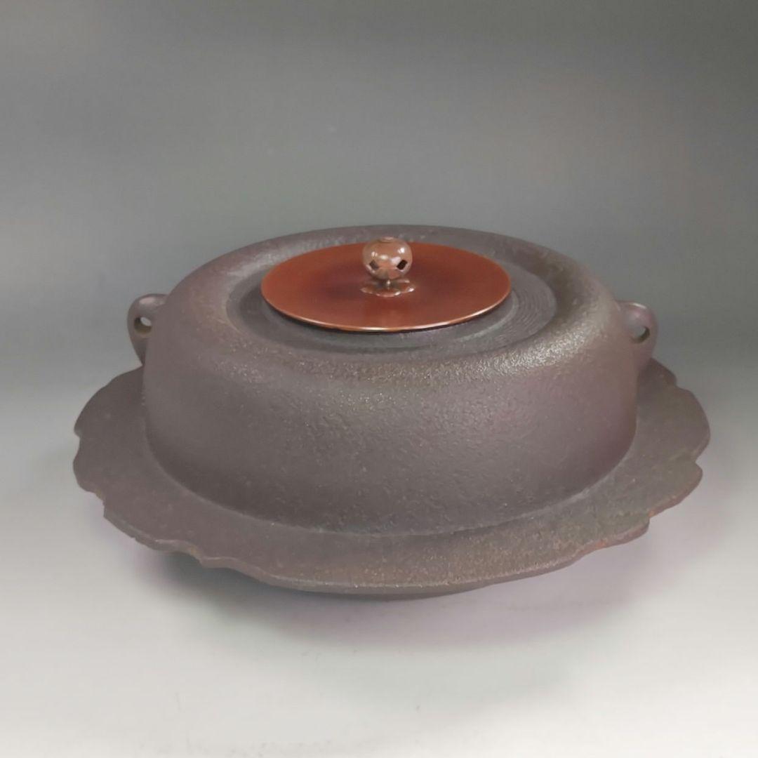 イ958 茶釜『釜師　金森浄栄』『糸目口　透木釜　共箱』鉄釜　茶道具