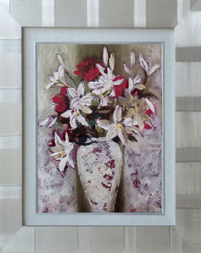 油絵 菅家令子 絵 絵画 インテリア uF6-112402 花 ゆり