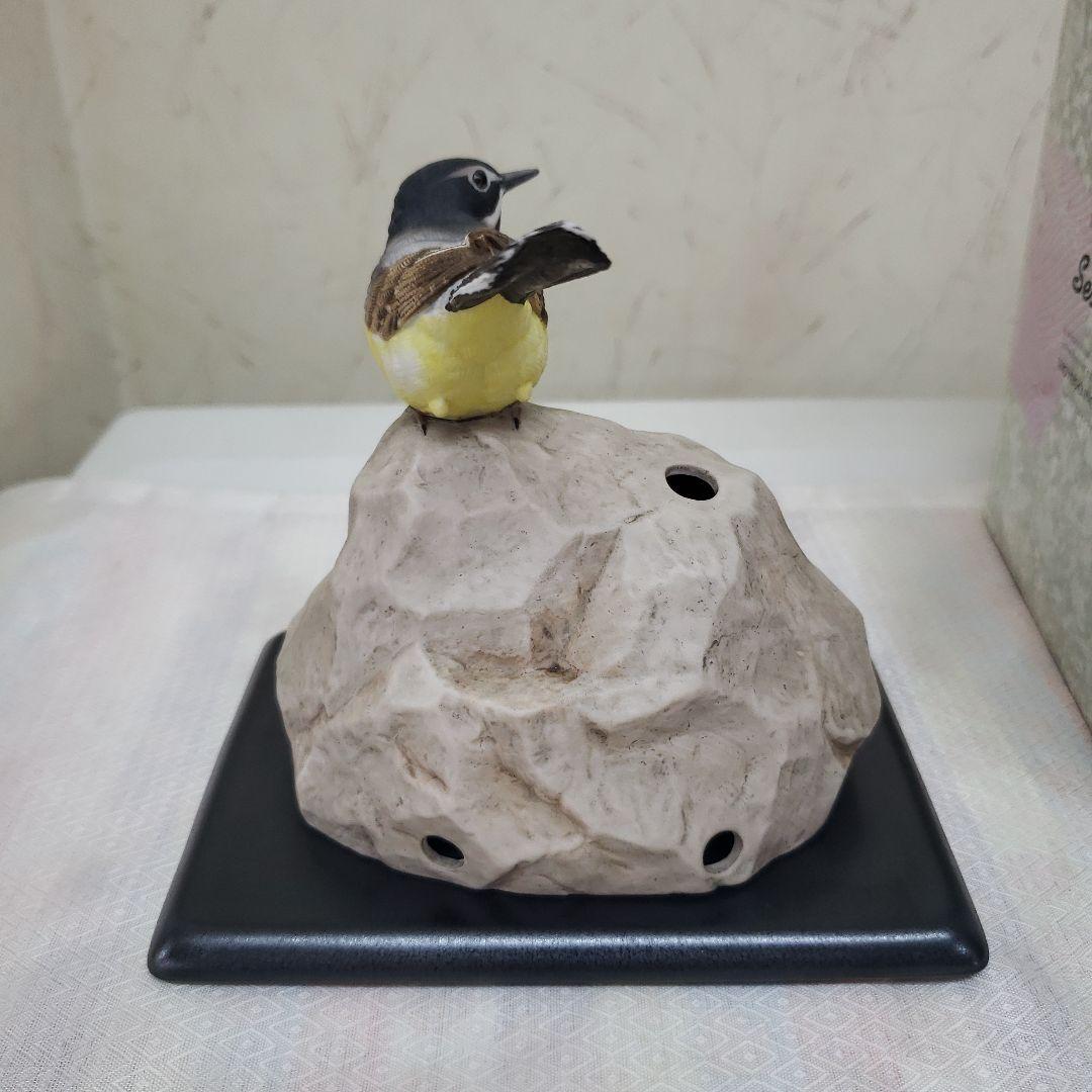 蔵出し松栄堂廃盤香炉鳥の置物陶器製新品説明書付 みぽりんサンマのまんまお土産品