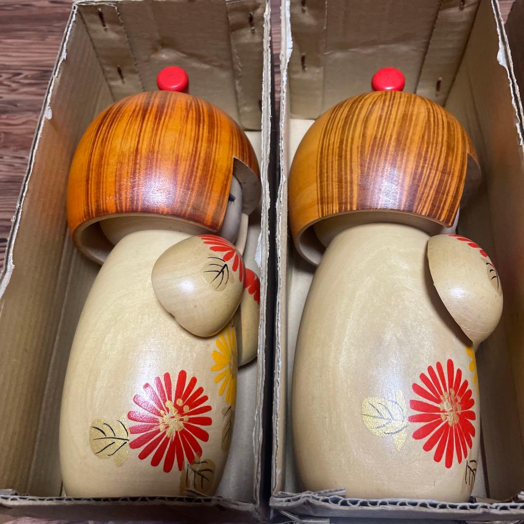 創作こけし（箱あり）　宮下はじめ　おとめ菊　4体セット　すべて札付