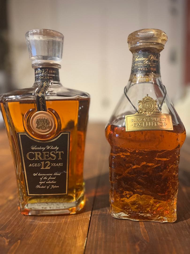 【古酒 サントリー】「エクセレンス80周年ボトル」、「クレスト12年」 未開封